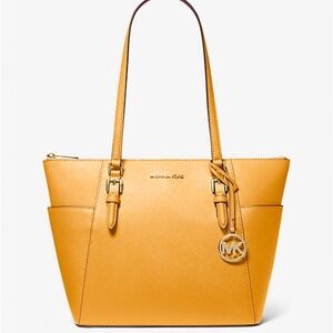MICHAEL KORS CHARLOTTE LARGE TOP ZIP SHOULDER TOTE IN CIDER